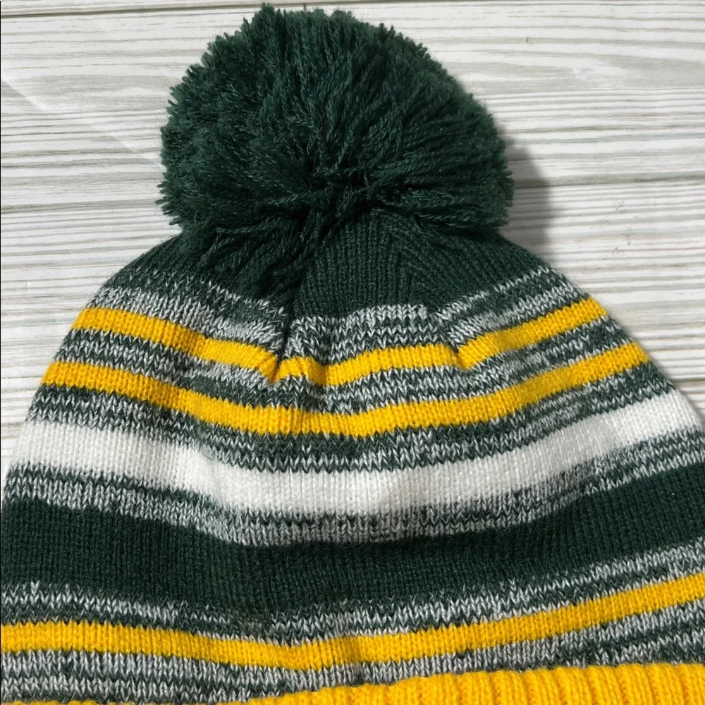 New‎ Era A’s MLB Striped Green Yellow knit Beanie removable Pom Pom baseball OS